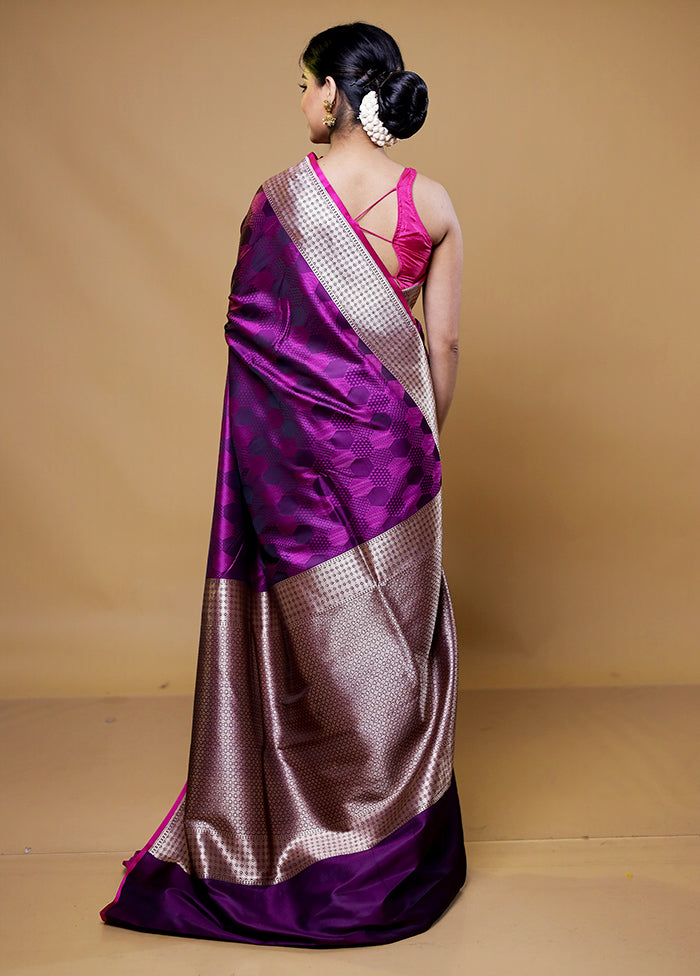 Purple Katan Silk Saree With Blouse Piece