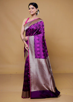 Purple Katan Silk Saree With Blouse Piece