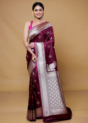 Purple Katan Silk Saree With Blouse Piece