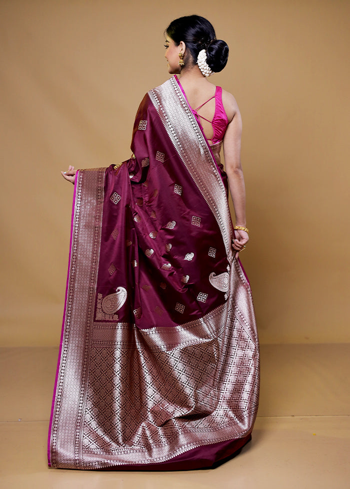 Purple Katan Silk Saree With Blouse Piece