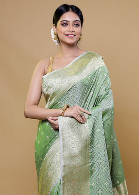 Green Katan Silk Saree With Blouse Piece