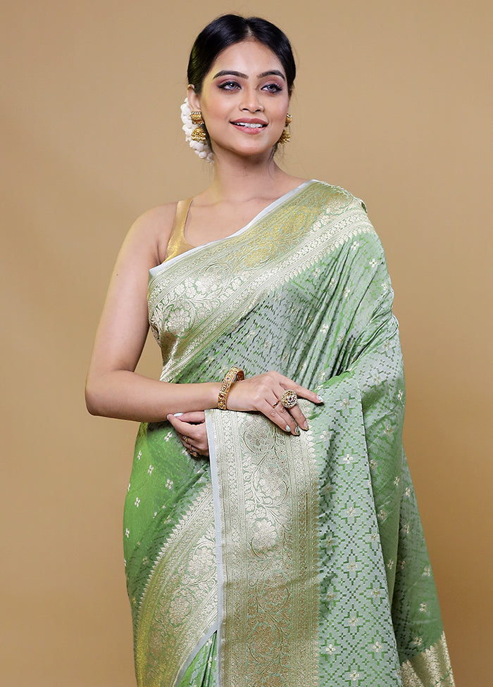 Green Katan Silk Saree With Blouse Piece