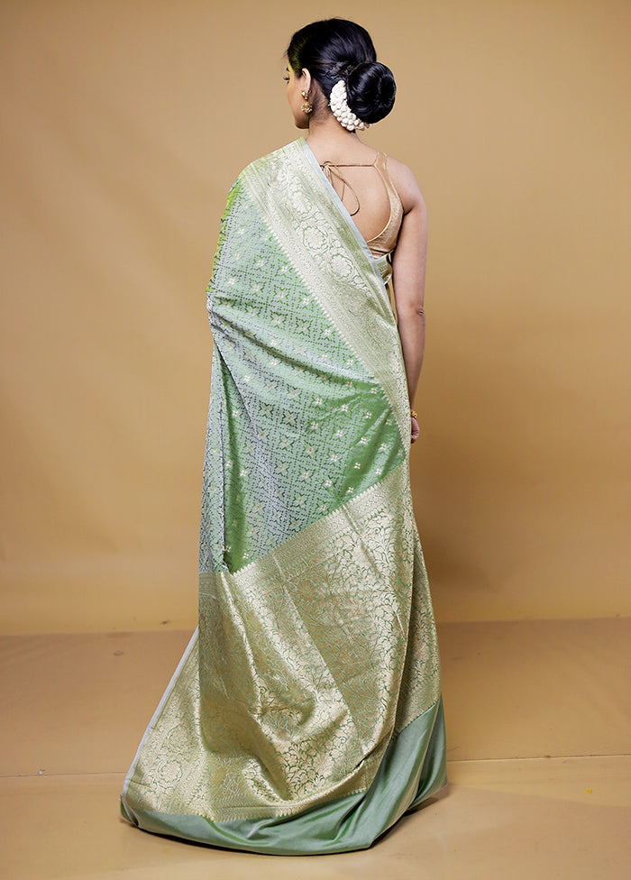 Green Katan Silk Saree With Blouse Piece