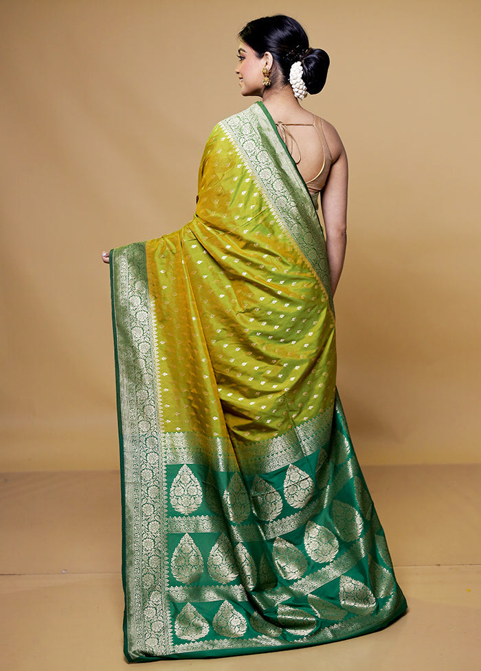 Green Katan Silk Saree With Blouse Piece