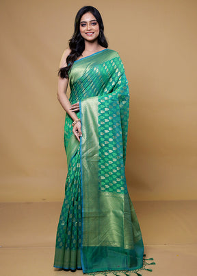 Green Kora Silk Saree With Blouse Piece