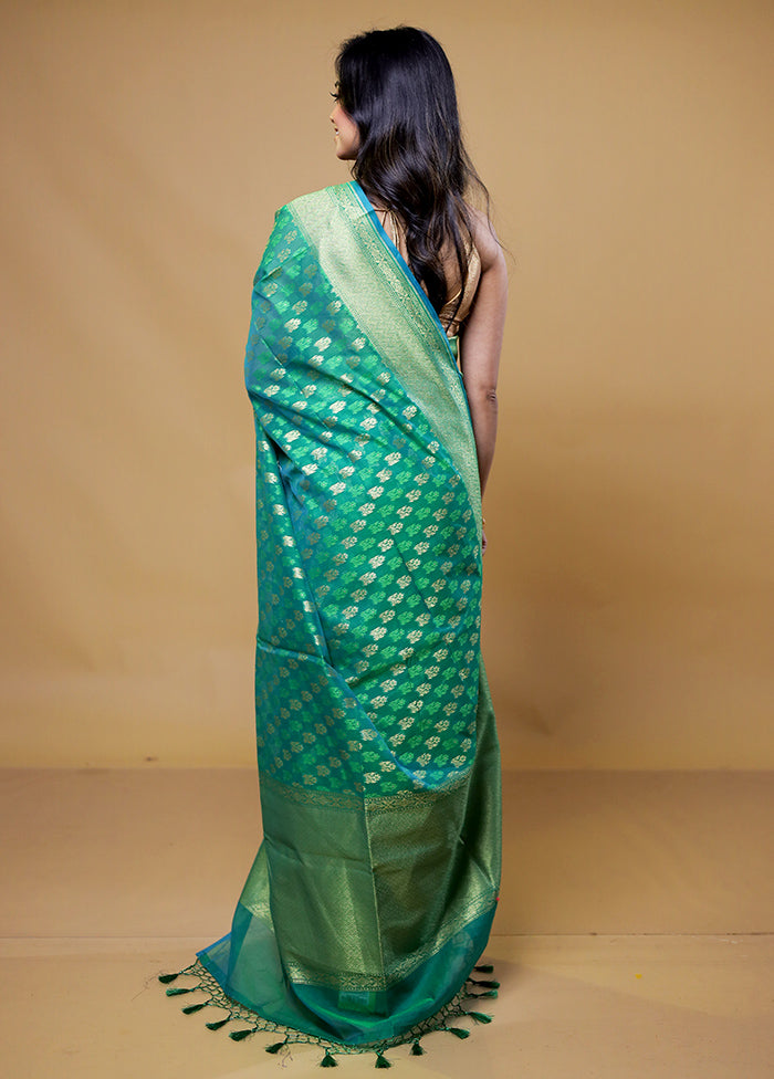 Green Kora Silk Saree With Blouse Piece