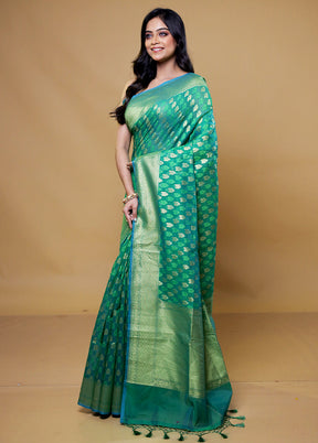 Green Kora Silk Saree With Blouse Piece