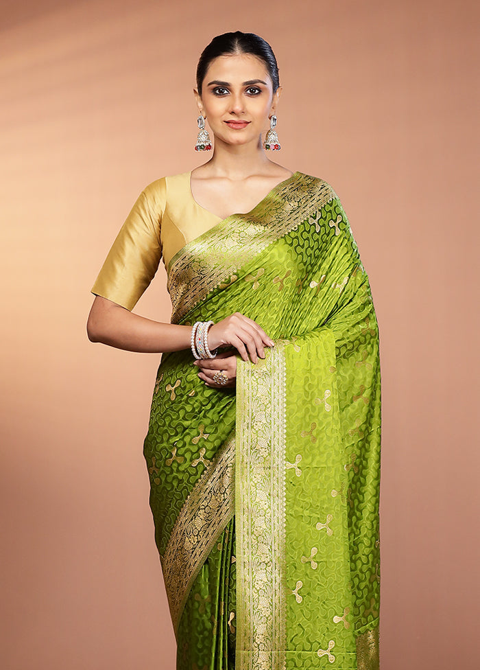 Green Dupion Silk Saree With Blouse Piece