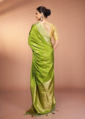 Green Dupion Silk Saree With Blouse Piece