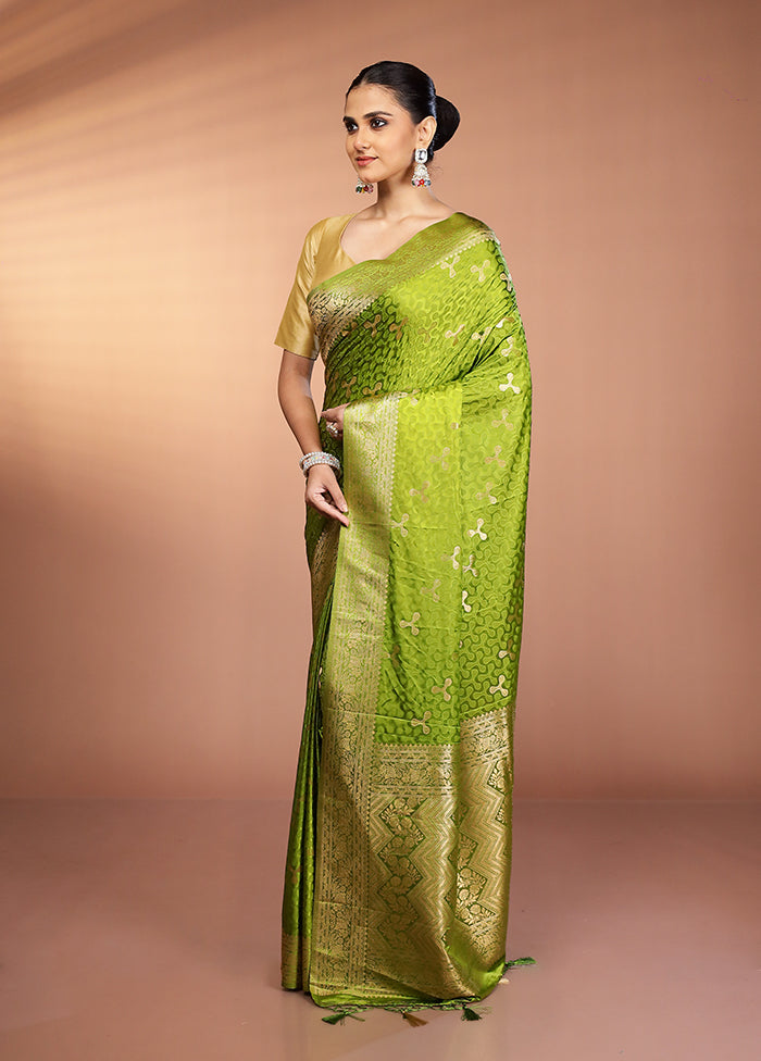 Green Dupion Silk Saree With Blouse Piece