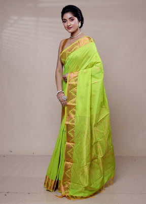 Green Kanjivaram Silk Saree With Blouse Piece