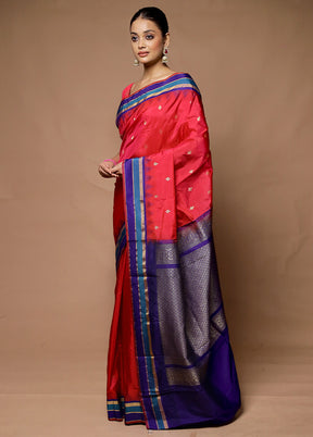 Pink Kanjivaram Silk Saree With Blouse Piece