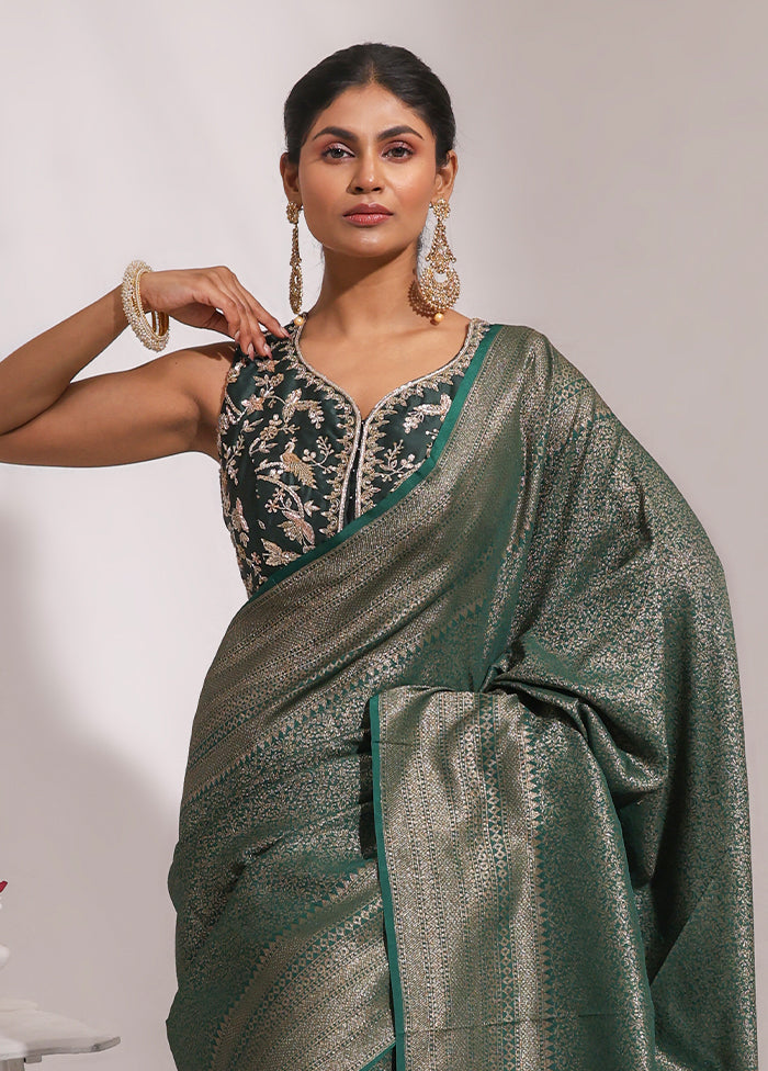 Green Georgette Saree With Blouse Piece