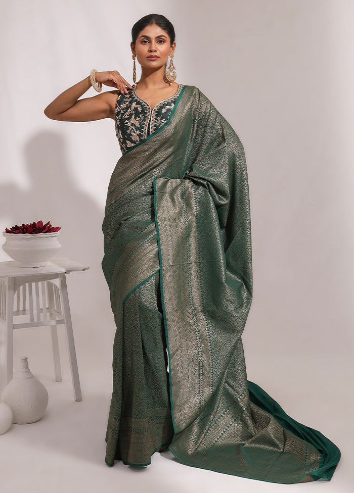 Green Georgette Saree With Blouse Piece