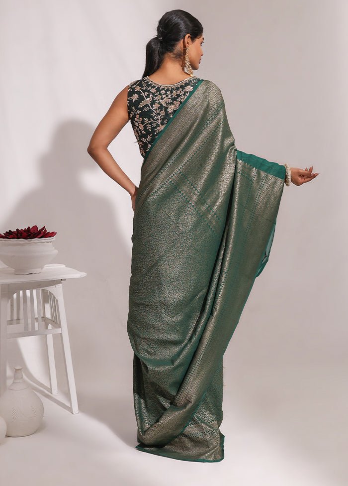 Green Georgette Saree With Blouse Piece