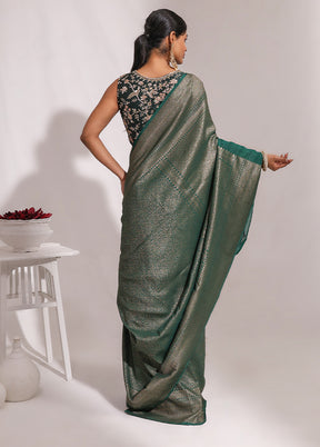 Green Georgette Saree With Blouse Piece