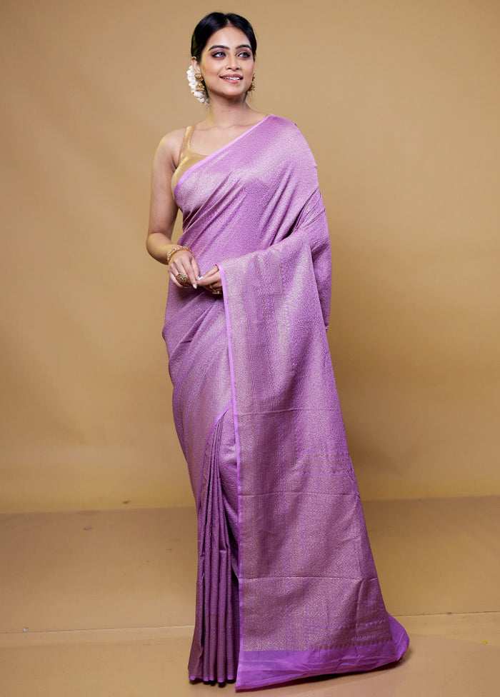 Purple Georgette Saree With Blouse Piece