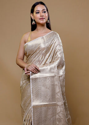 White Tissue Silk Saree With Blouse Piece