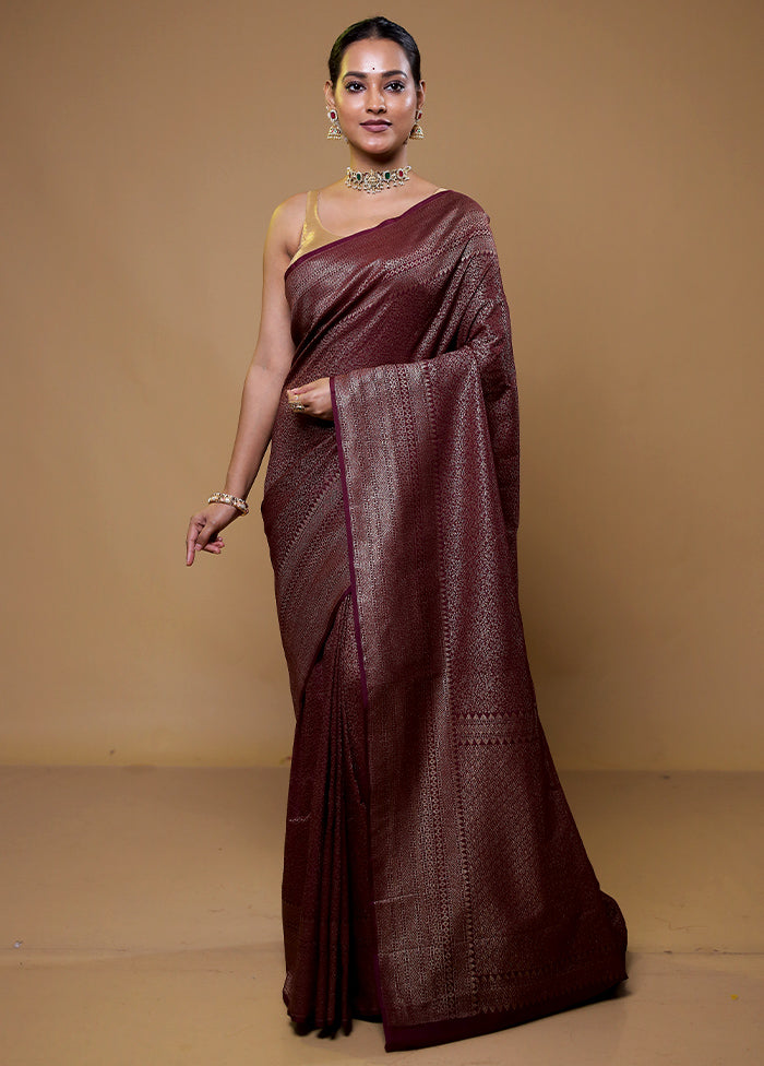 Maroon Georgette Saree With Blouse Piece