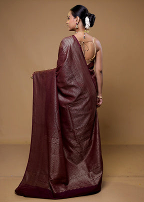 Maroon Georgette Saree With Blouse Piece