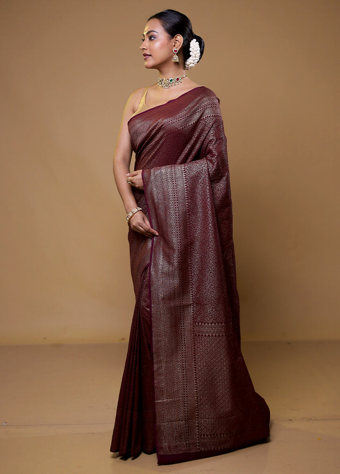 Maroon Georgette Saree With Blouse Piece