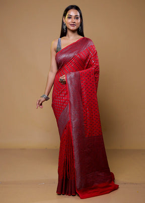 Red Georgette Saree With Blouse Piece