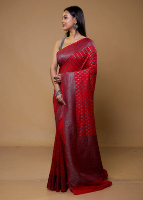 Red Georgette Saree With Blouse Piece