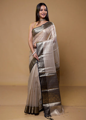 Cream Tissue Silk Saree With Blouse Piece