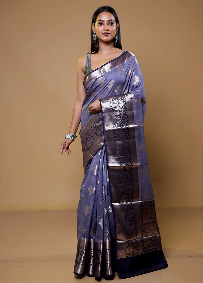 Purple Dupion Silk Saree With Blouse Piece