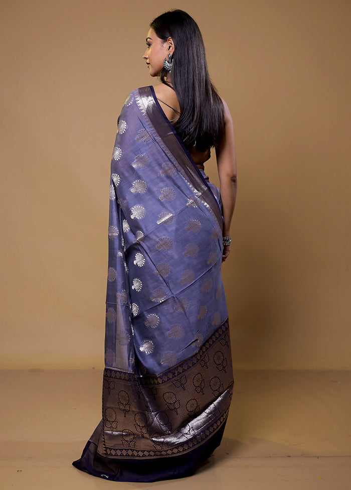 Purple Dupion Silk Saree With Blouse Piece