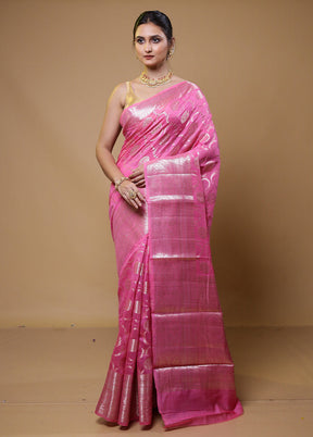 Pink Dupion Silk Saree With Blouse Piece