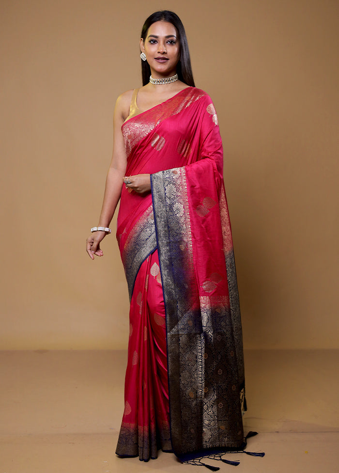 Pink Dupion Silk Saree With Blouse Piece