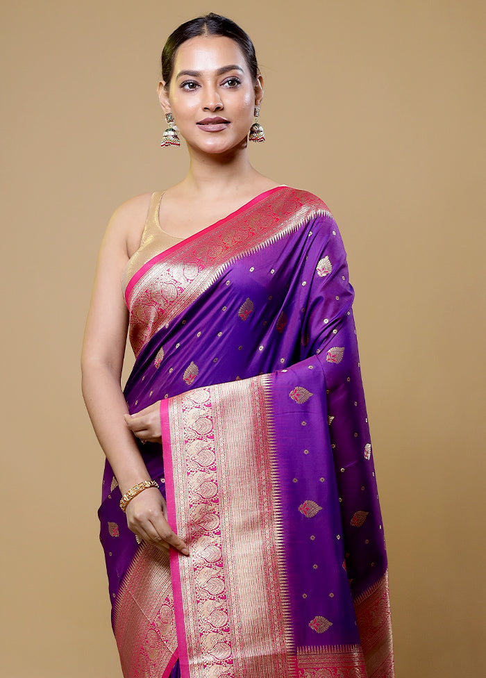 Purple Dupion Silk Saree With Blouse Piece