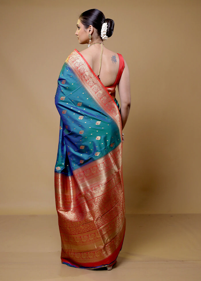 Green Dupion Silk Saree With Blouse Piece