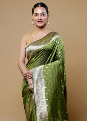 Green Dupion Silk Saree With Blouse Piece