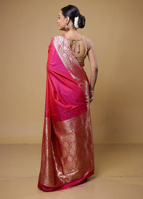 Pink Dupion Silk Saree With Blouse Piece