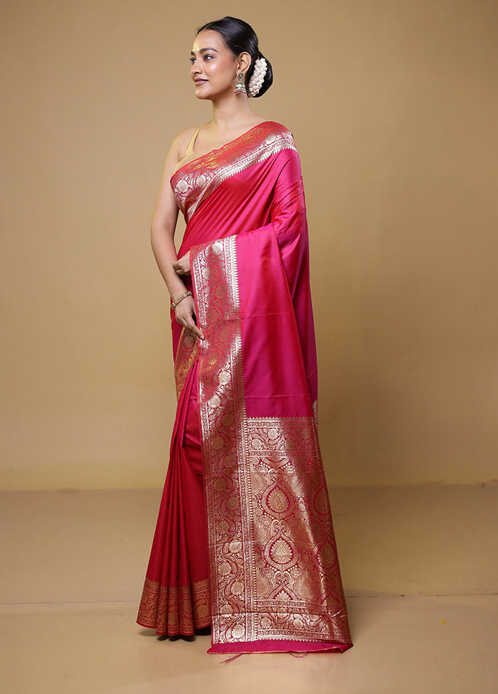 Pink Dupion Silk Saree With Blouse Piece