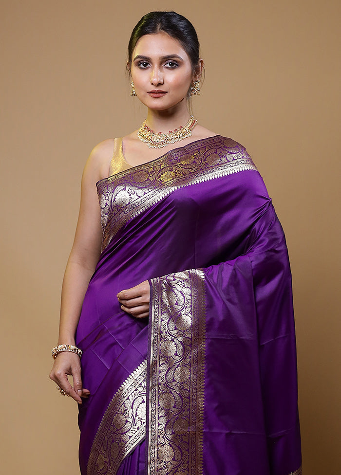 Purple Dupion Silk Saree With Blouse Piece