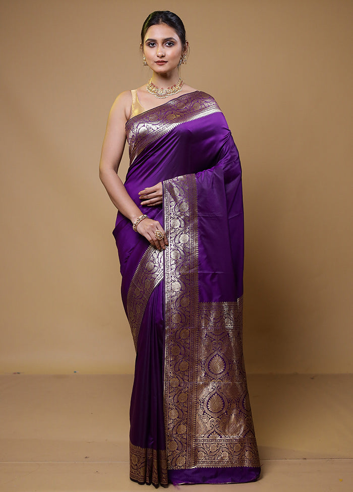 Purple Dupion Silk Saree With Blouse Piece