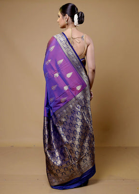 Purple Dupion Silk Saree With Blouse Piece