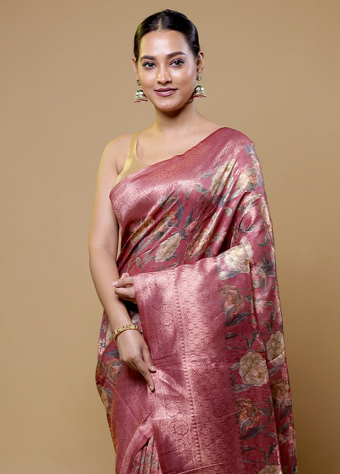 Pink Organza Saree With Blouse Piece