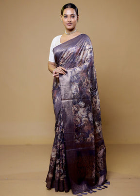 Purple Organza Saree With Blouse Piece