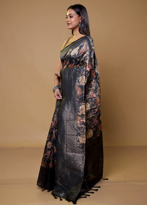 Grey Organza Saree With Blouse Piece