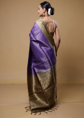 Purple Dupion Silk Saree With Blouse Piece