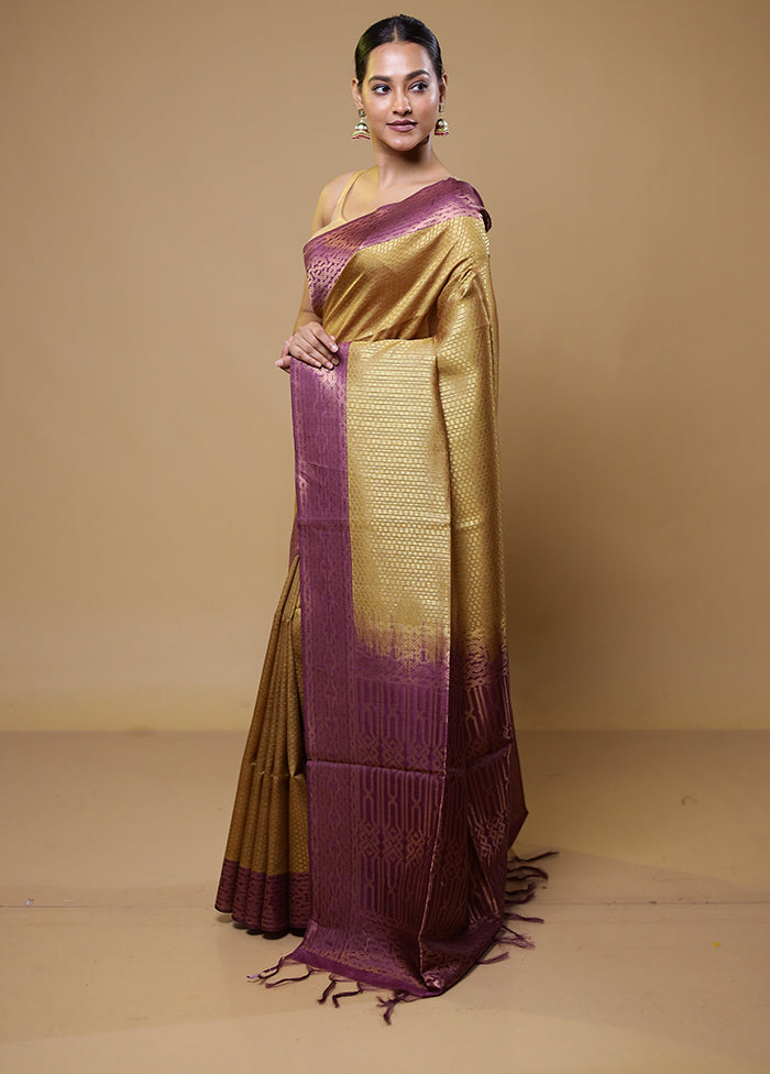 Cream Dupion Silk Saree With Blouse Piece