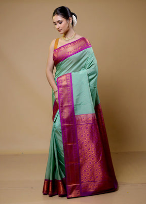 Green Kanjivaram Silk Saree With Blouse Piece