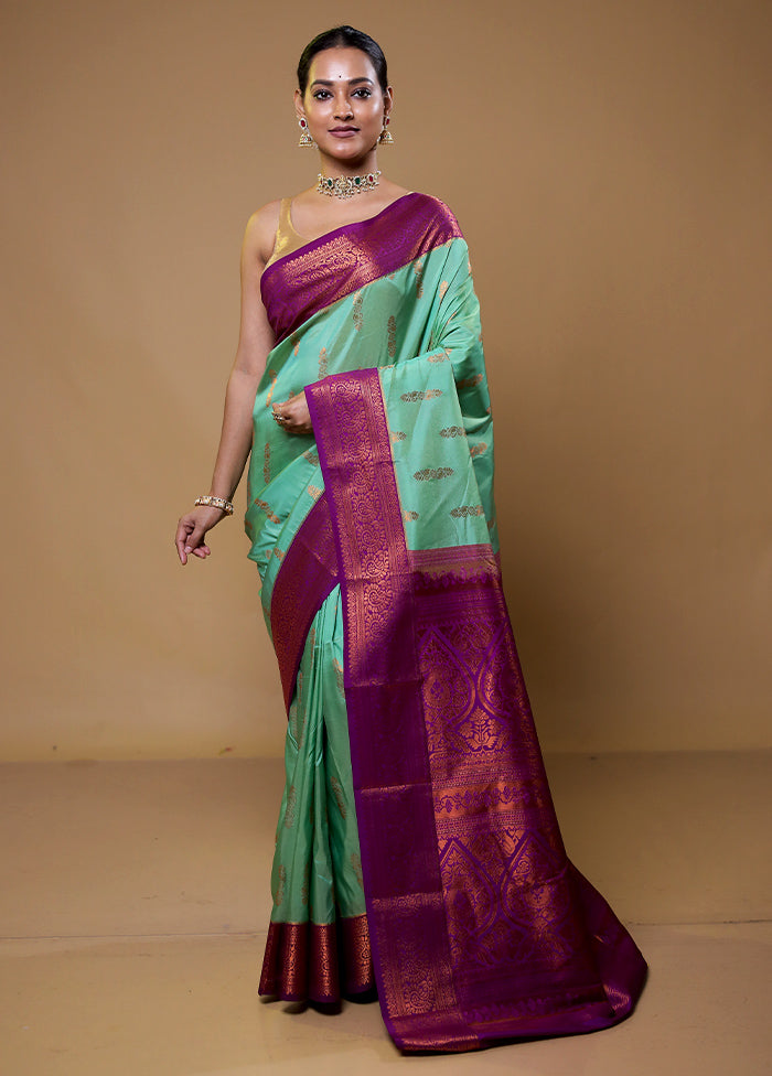 Green Kanjivaram Silk Saree With Blouse Piece