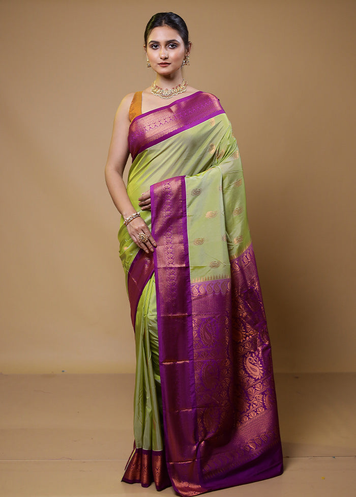 Green Kanjivaram Silk Saree With Blouse Piece