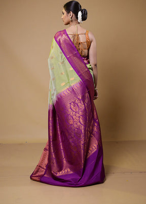 Green Kanjivaram Silk Saree With Blouse Piece