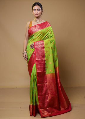 Green Kanjivaram Silk Saree With Blouse Piece